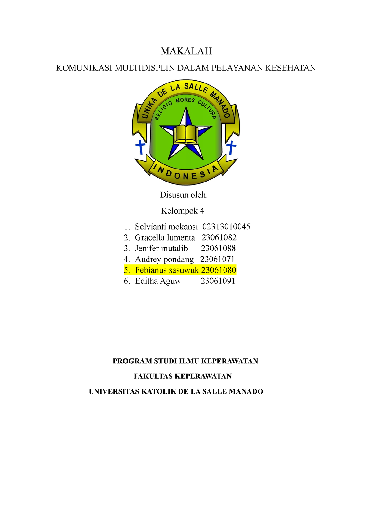 Makalah Komunikasi Kelompok 4 - MAKALAH KOMUNIKASI MULTIDISPLIN DALAM ...