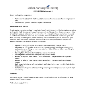 SPSS Assignment 4 - Download and open the Food Consumption SPSS data ...