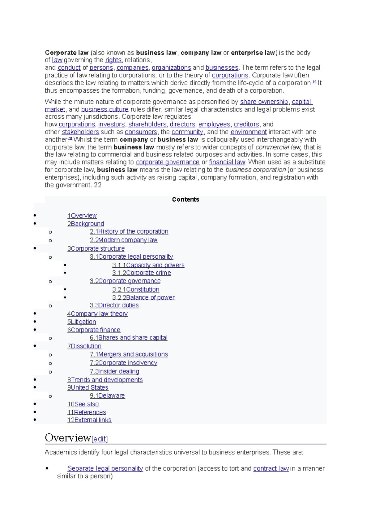 Corporate law2 - Weekly lecture notes - Corporate law (also known as ...