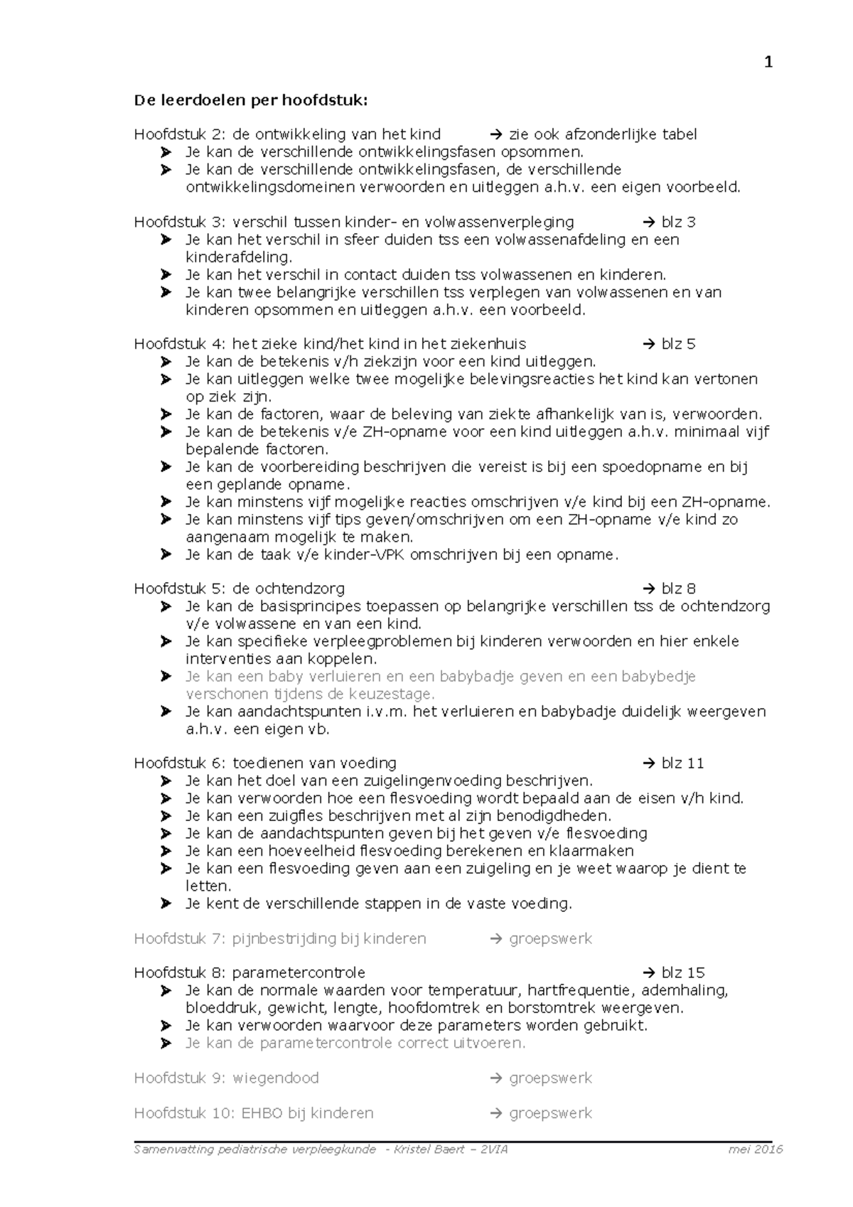 Samenvatting Pediatrische Vpk - De Leerdoelen Per Hoofdstuk: Hoofdstuk ...