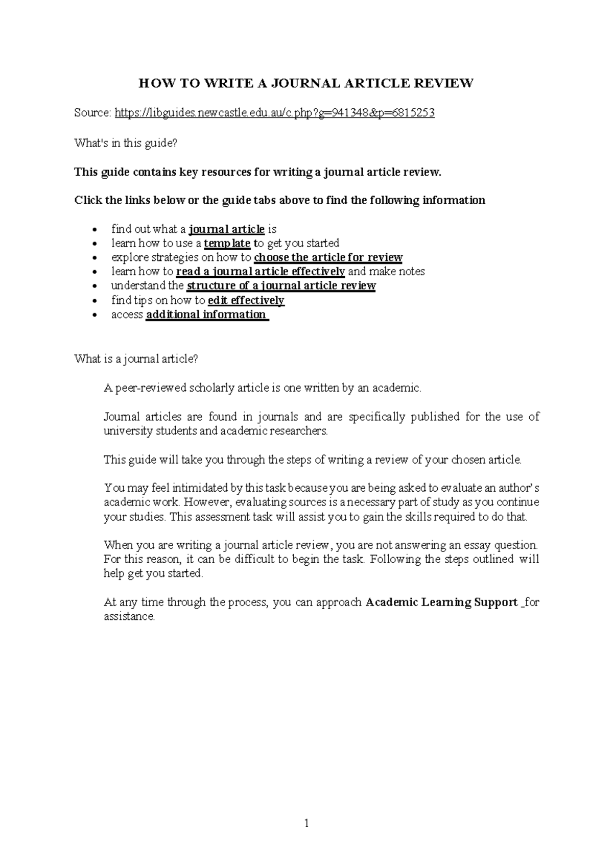 Uo N-Writing a Critical Review - HOW TO WRITE A JOURNAL ARTICLE REVIEW ...