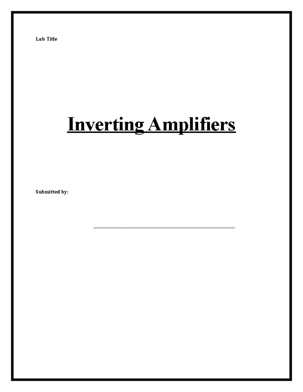 Op amp Amp - Lecture notes 12,13 - Lab Title Inverting Amplifiers ...