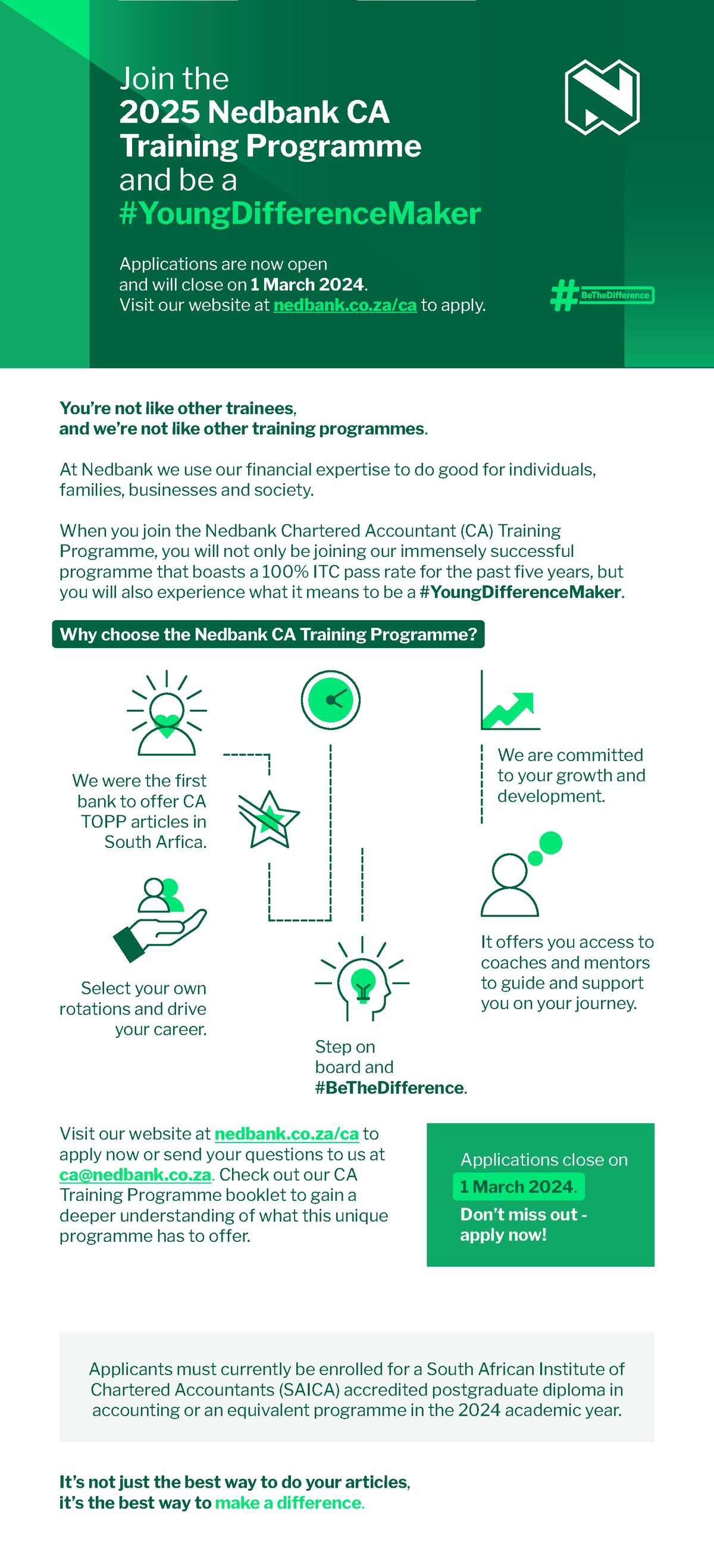 CA Training Programme Applications 2025 Join the 2025 Nedbank CA Training Programme and be a