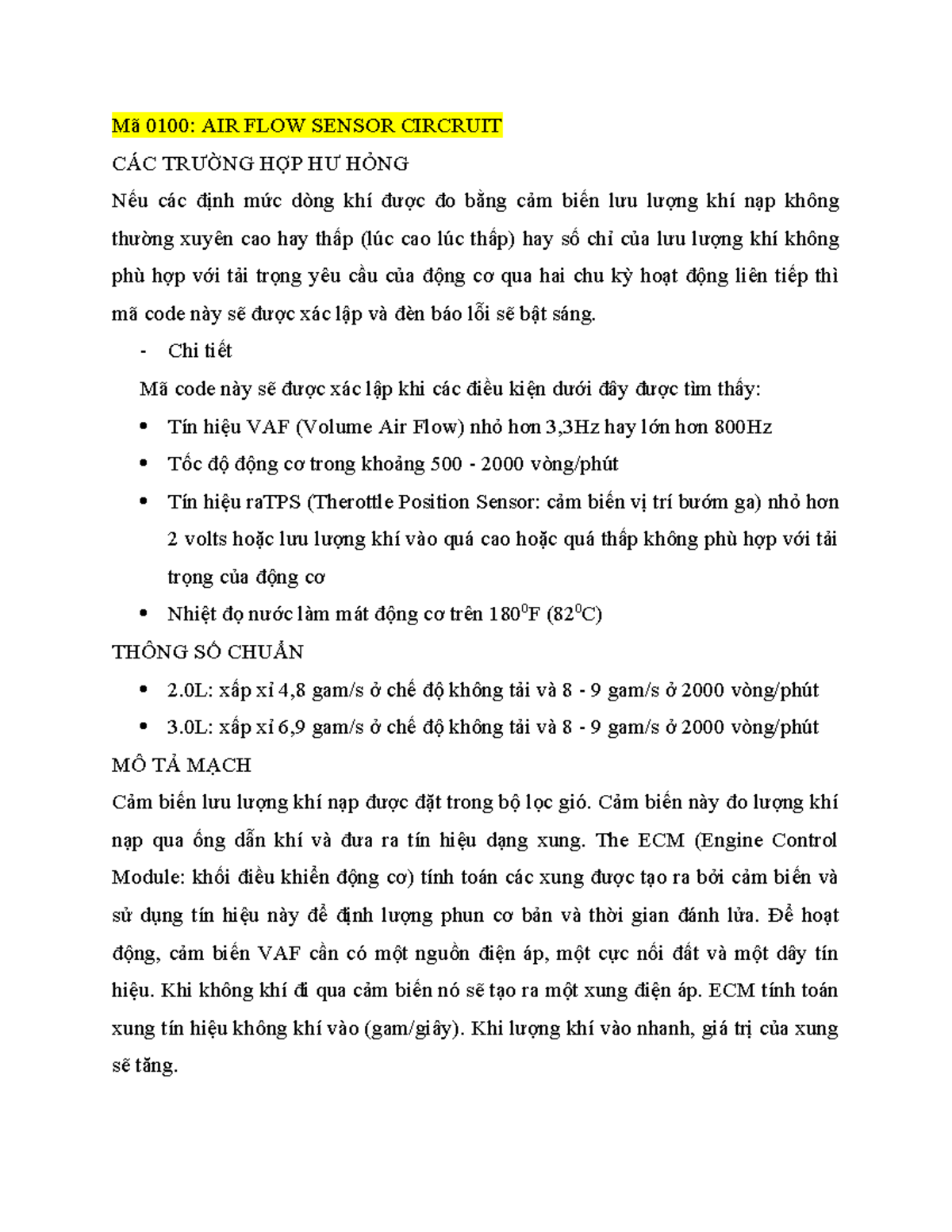 Dich ma code trong may carman scan vg - Mã 0100: AIR FLOW SENSOR ...