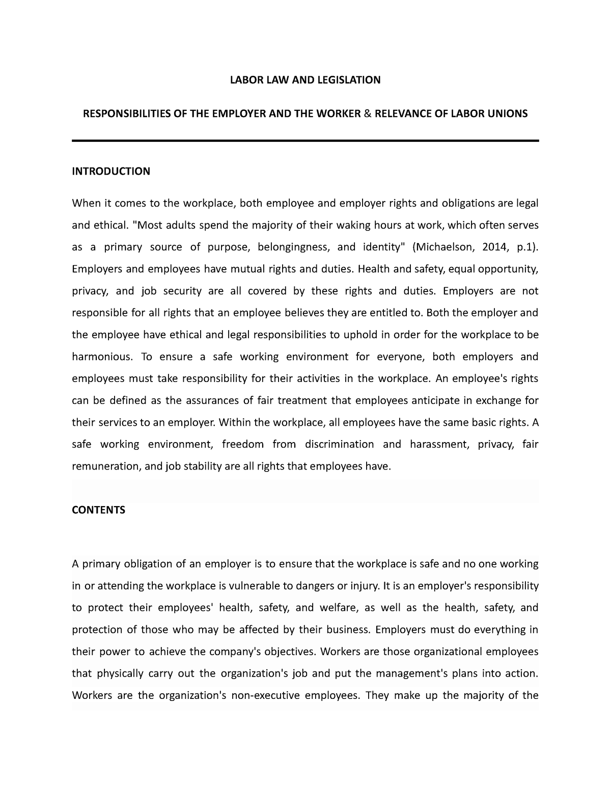 thesis about labor law