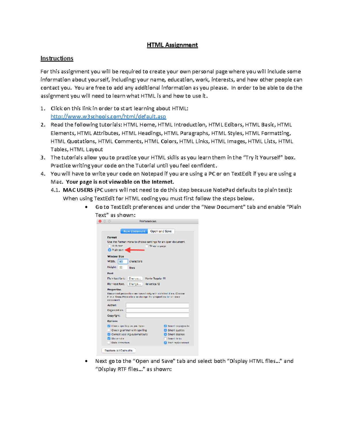 HTML Assignment - homework - HTML Assignment Instructions For this ...