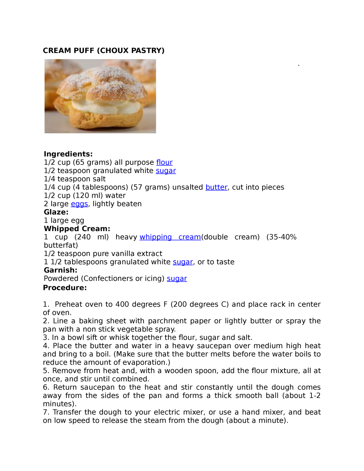 Baking Pastries - Cherry Abon-Lucena - CREAM PUFF (CHOUX PASTRY ...