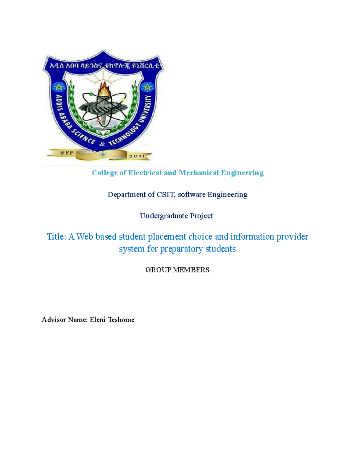Project Document (Repaired) - College of Electrical and Mechanical ...