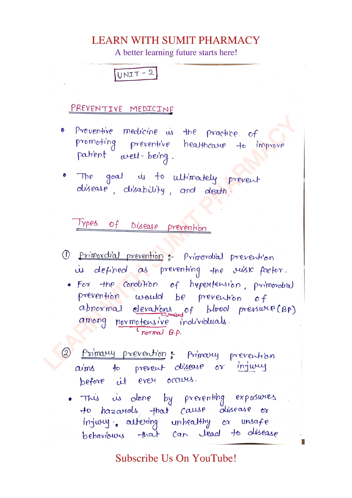 Unit 2 Social And Preventive Pharmacy -1 - "Bachelor Of Pharmacy" - Studocu