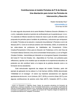 Aplicacion-modelo-illescas - Contribuciones al modelo Periodos de P-S de  Illescas. Una disertación - Studocu