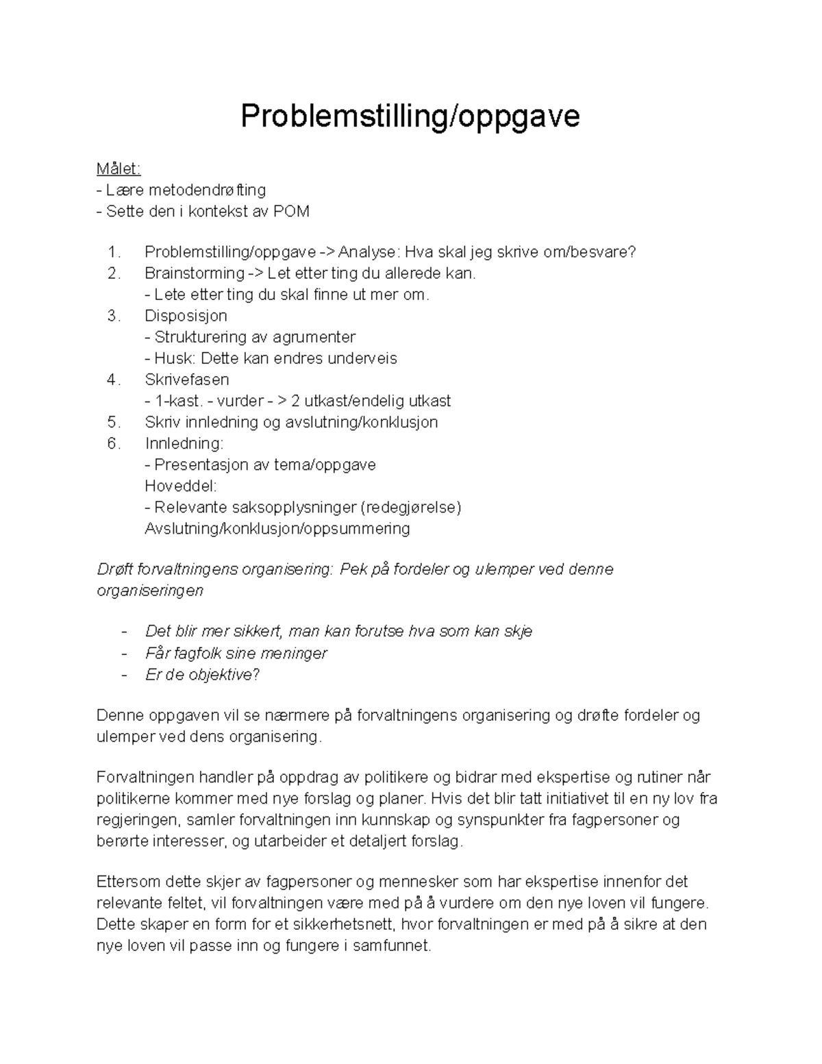 Seminar Assignments - Problemstilling - Problemstilling/oppgave Målet ...