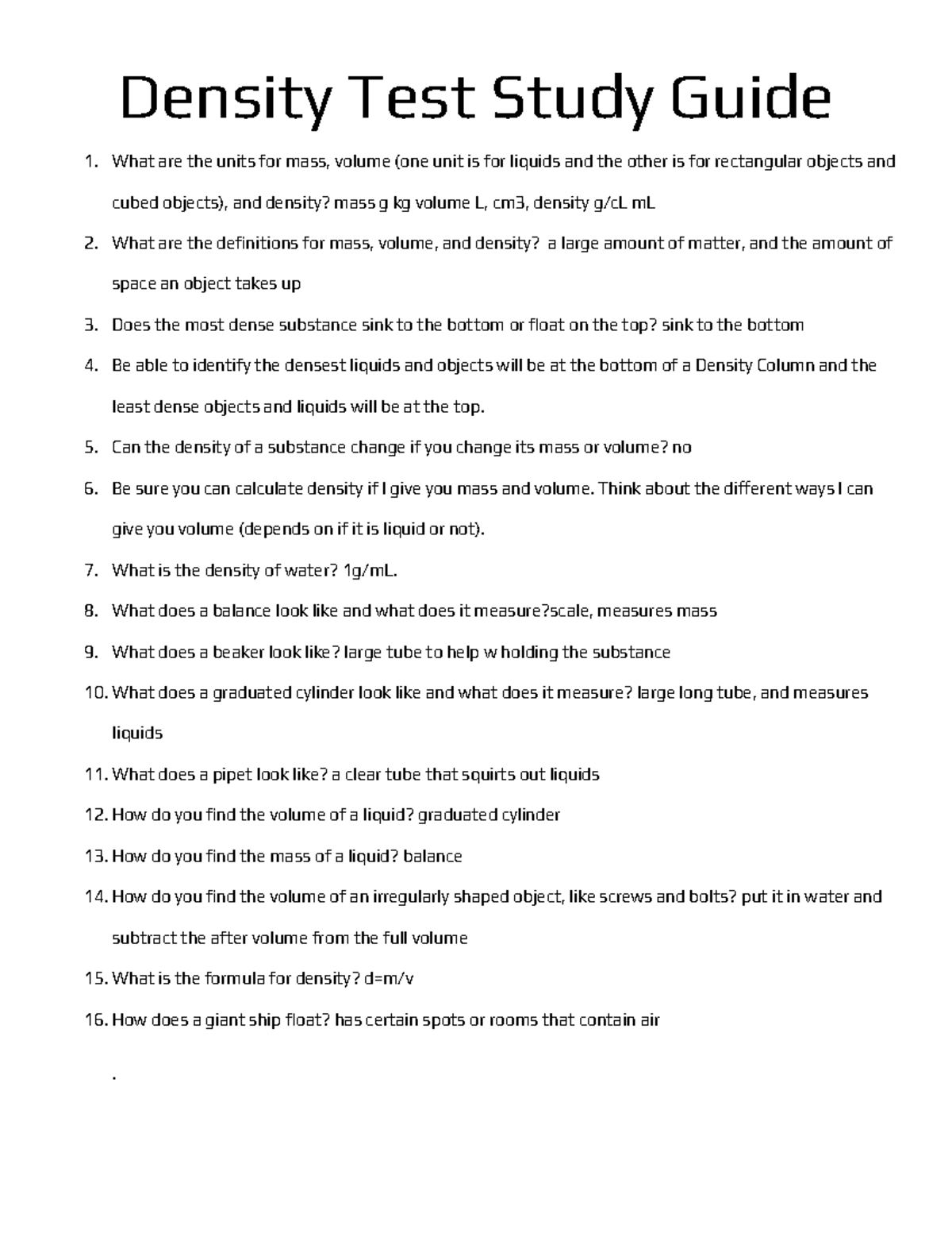 Ryleigh Edgemon - Density Study Guide - 8665838 - Density Test Study ...