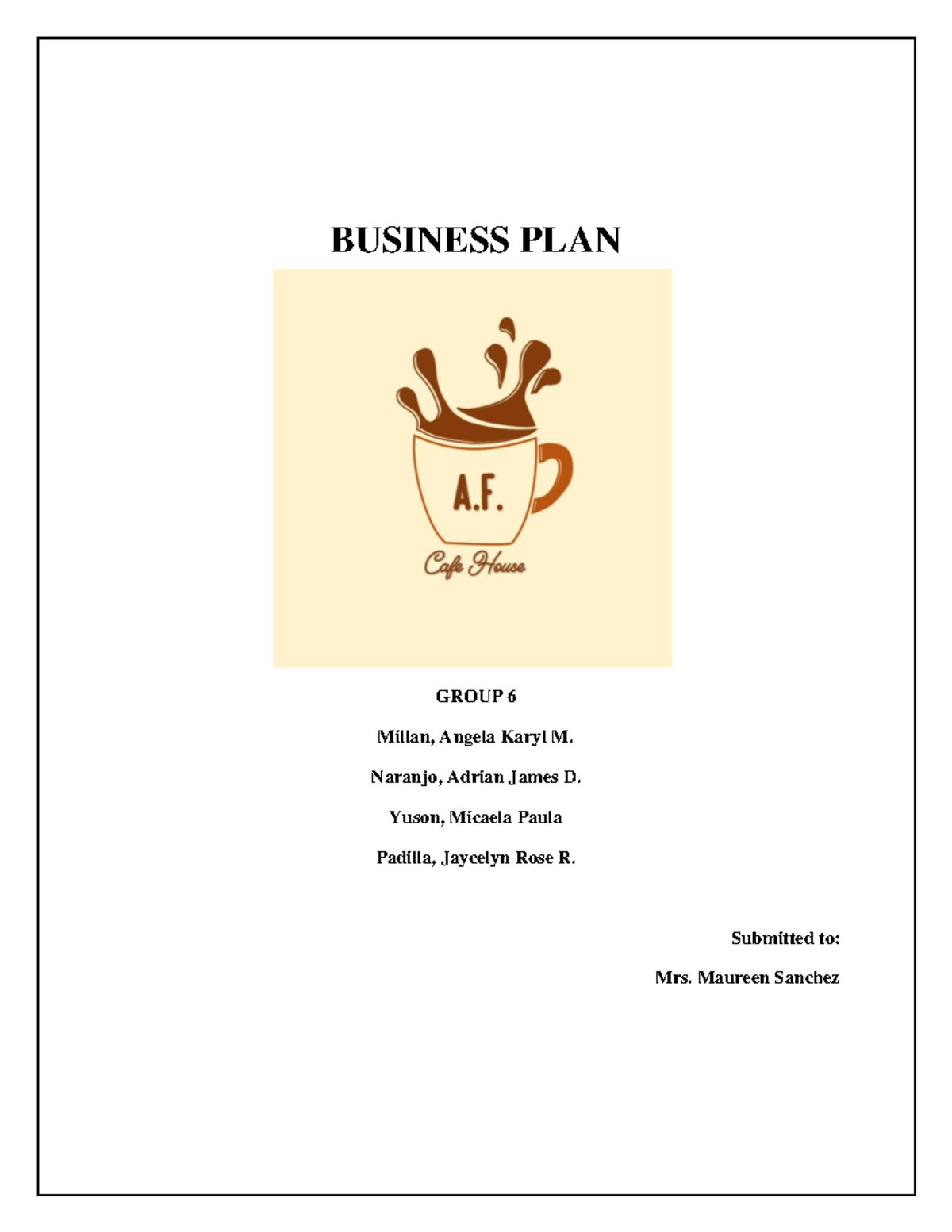 business plan for grade 6