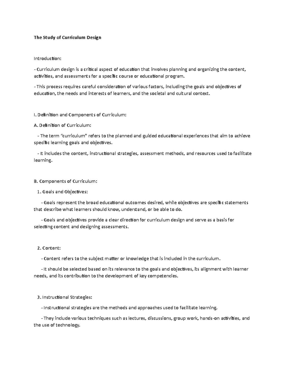 the-study-of-curriculum-design-the-study-of-curriculum-design