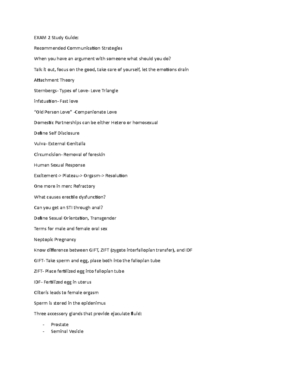 Exam 2 Study Guide - EXAM 2 Study Guide: Recommended Communication ...