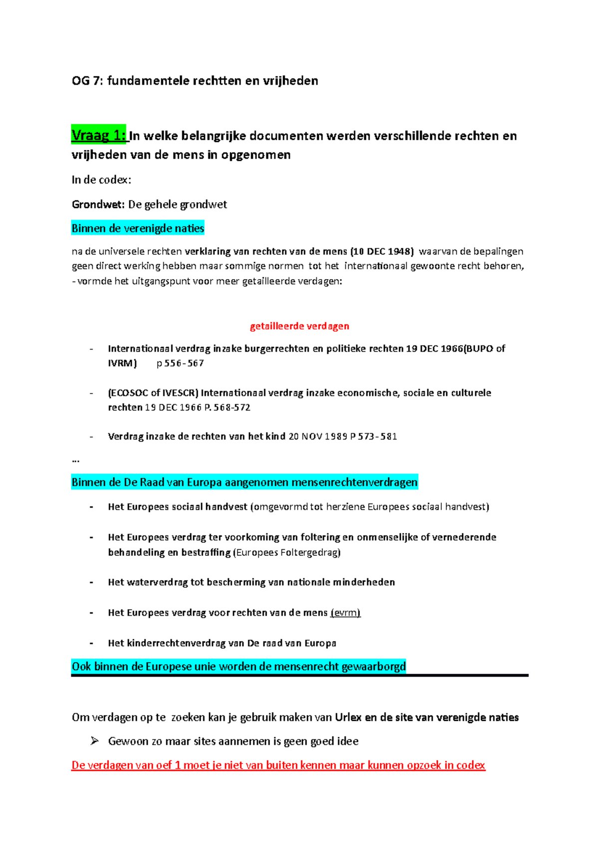 Beginselen OG 7 gemaakt tijdens de OG - OG 7: fundamentele rechtten en ...