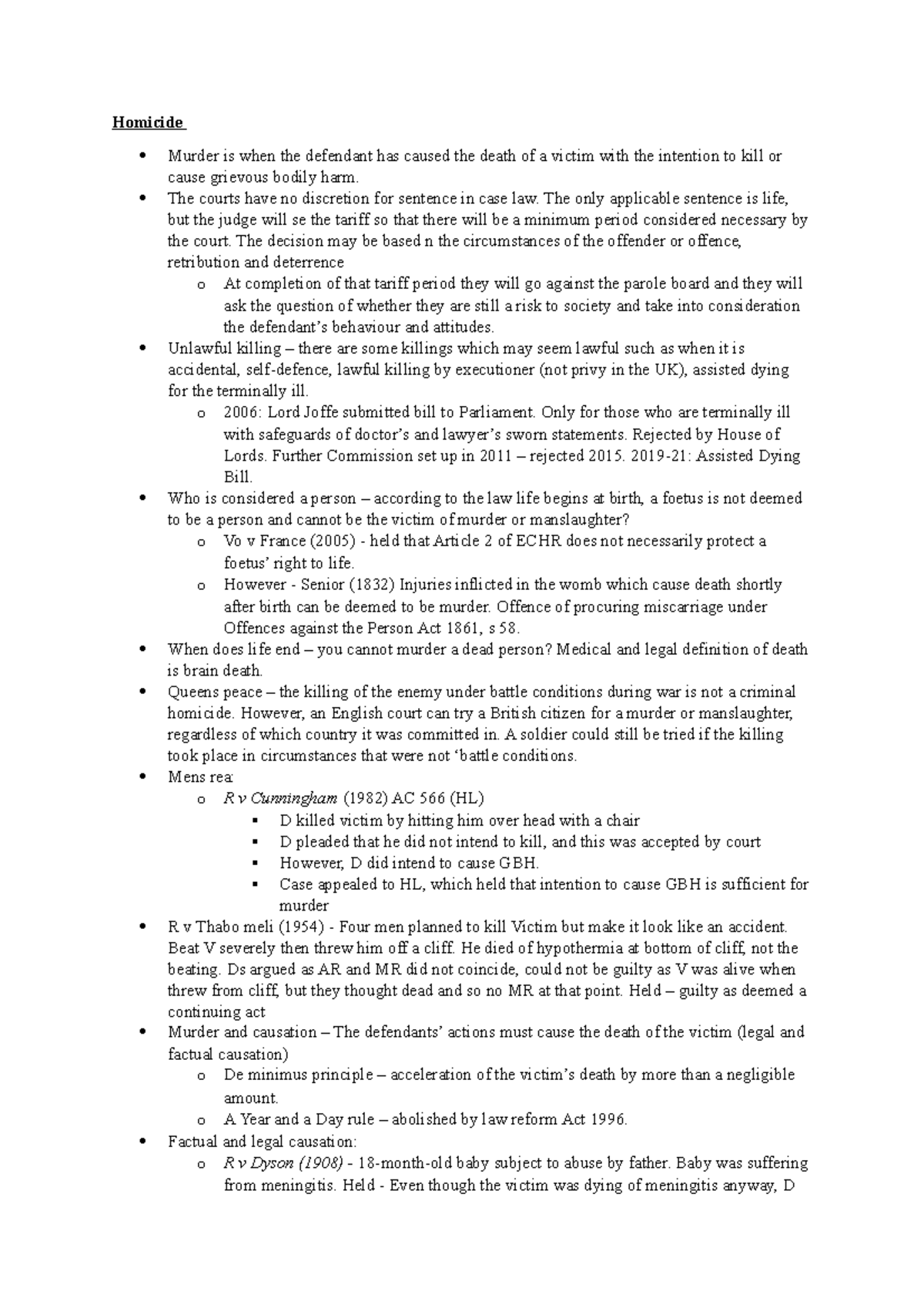 5. Homicide as a crime - Homicide Murder is when the defendant has ...