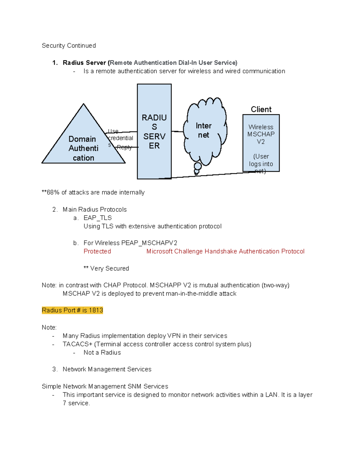 Week 10 - Lecture 10 - Security Continued 1. Radius Server (Remote ...