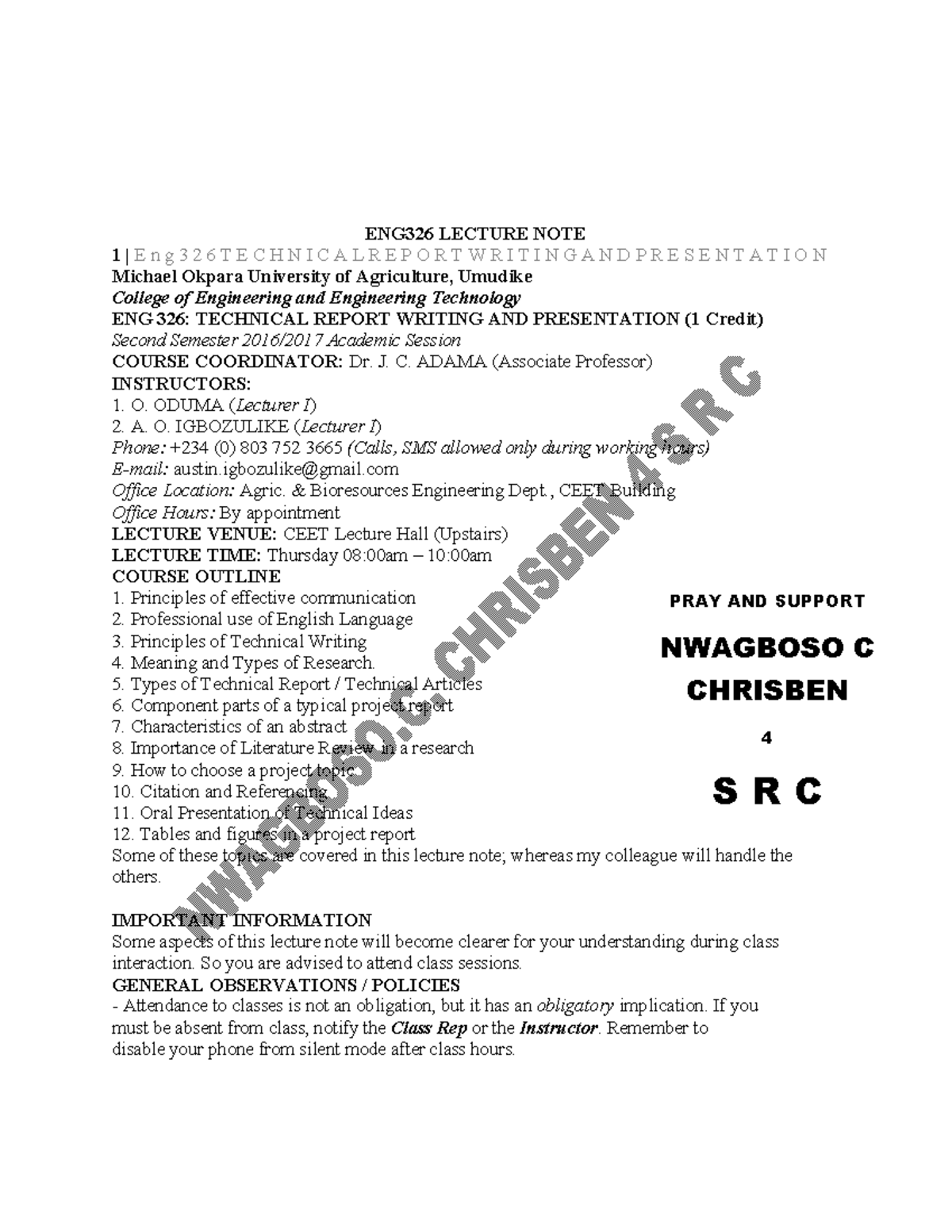 ENG326 Lecture NOTE Tech Report Writing - ENG326 LECTURE NOTE 1 | E n g ...