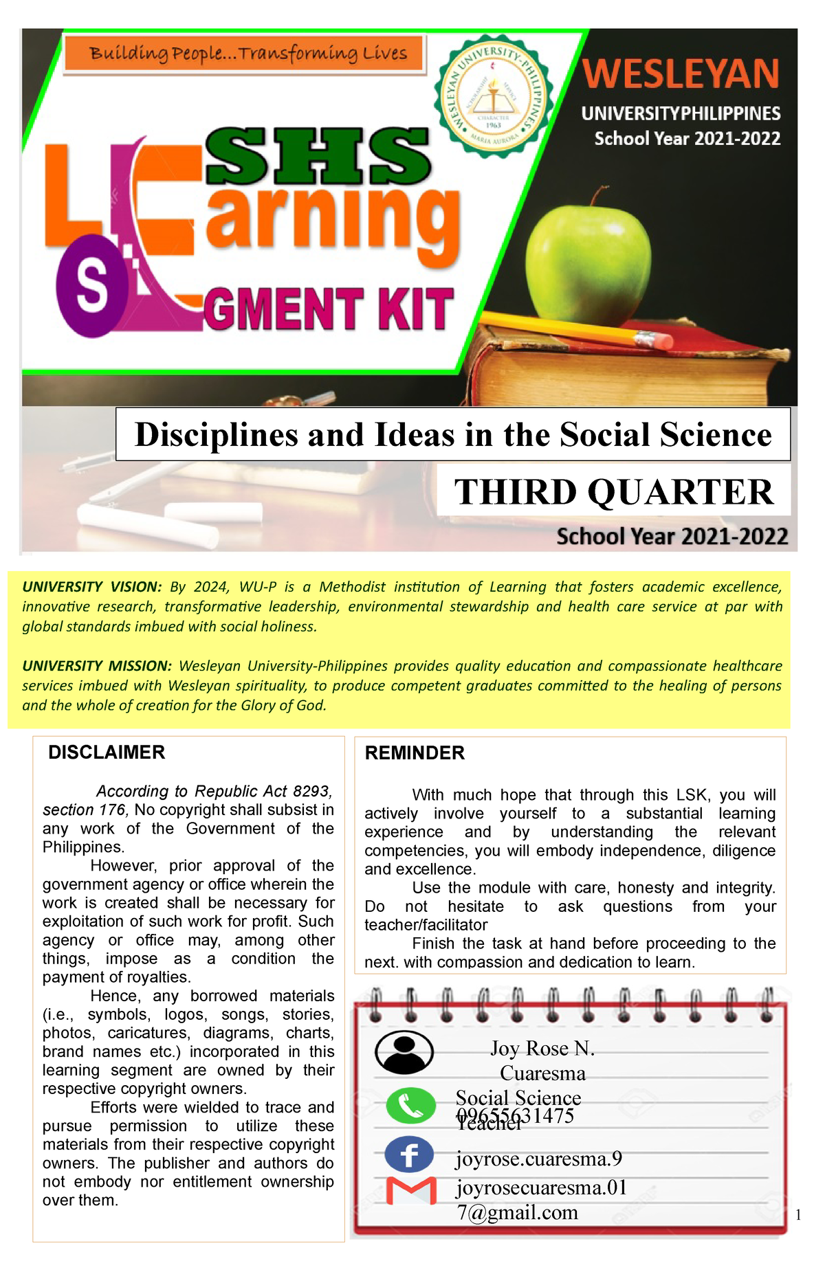 Diss Module Week 1 Discipline 1 Disciplines And Ideas In The Social Science Third Quarter 1790
