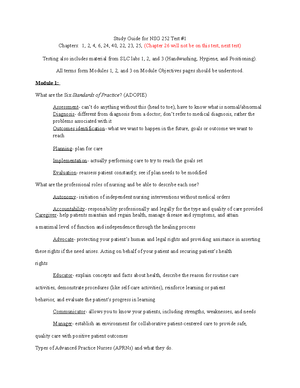 Study Guide for NSG 252 Exam FA19 - Study Guide for NSG 252 Exam Perry ...