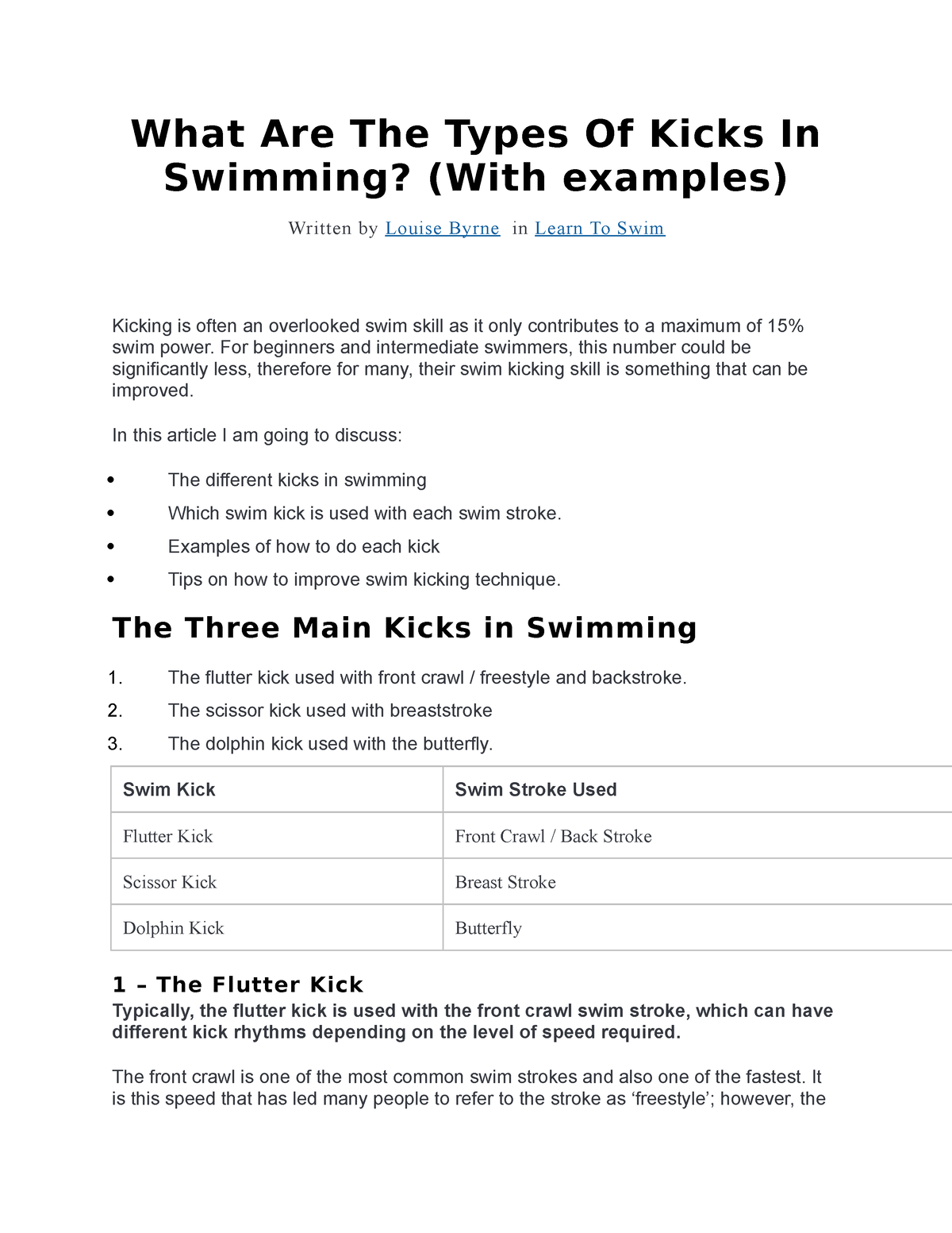 Kicks In Swimming - What Are The Types Of Kicks In Swimming? (With ...