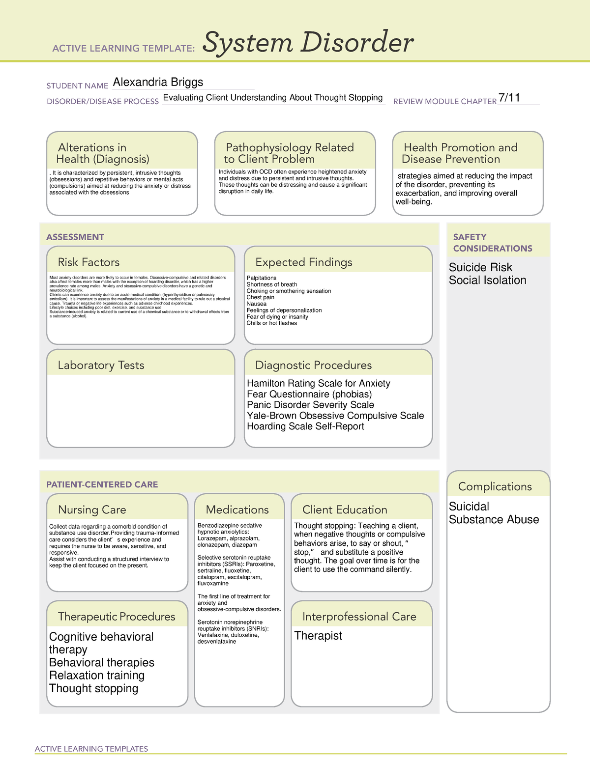 Evaluating Client Understanding About Thought Stopping System Disorder ...