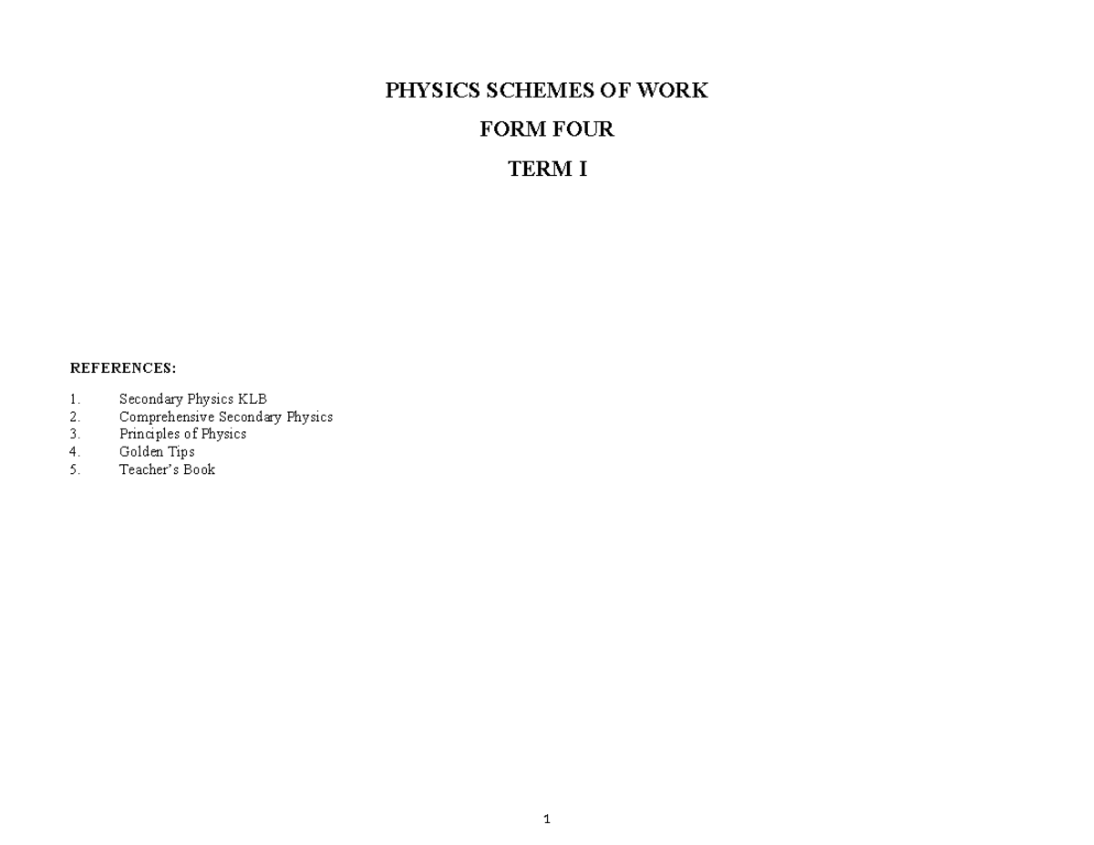 Physics Scheme Form 4 - Approved well. - PHYSICS SCHEMES OF WORK FORM ...