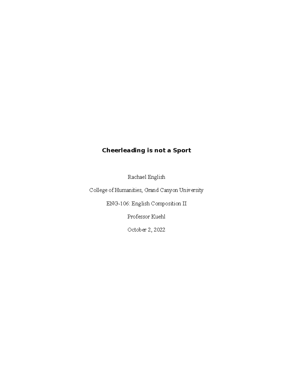 essay on why cheerleading is not a sport