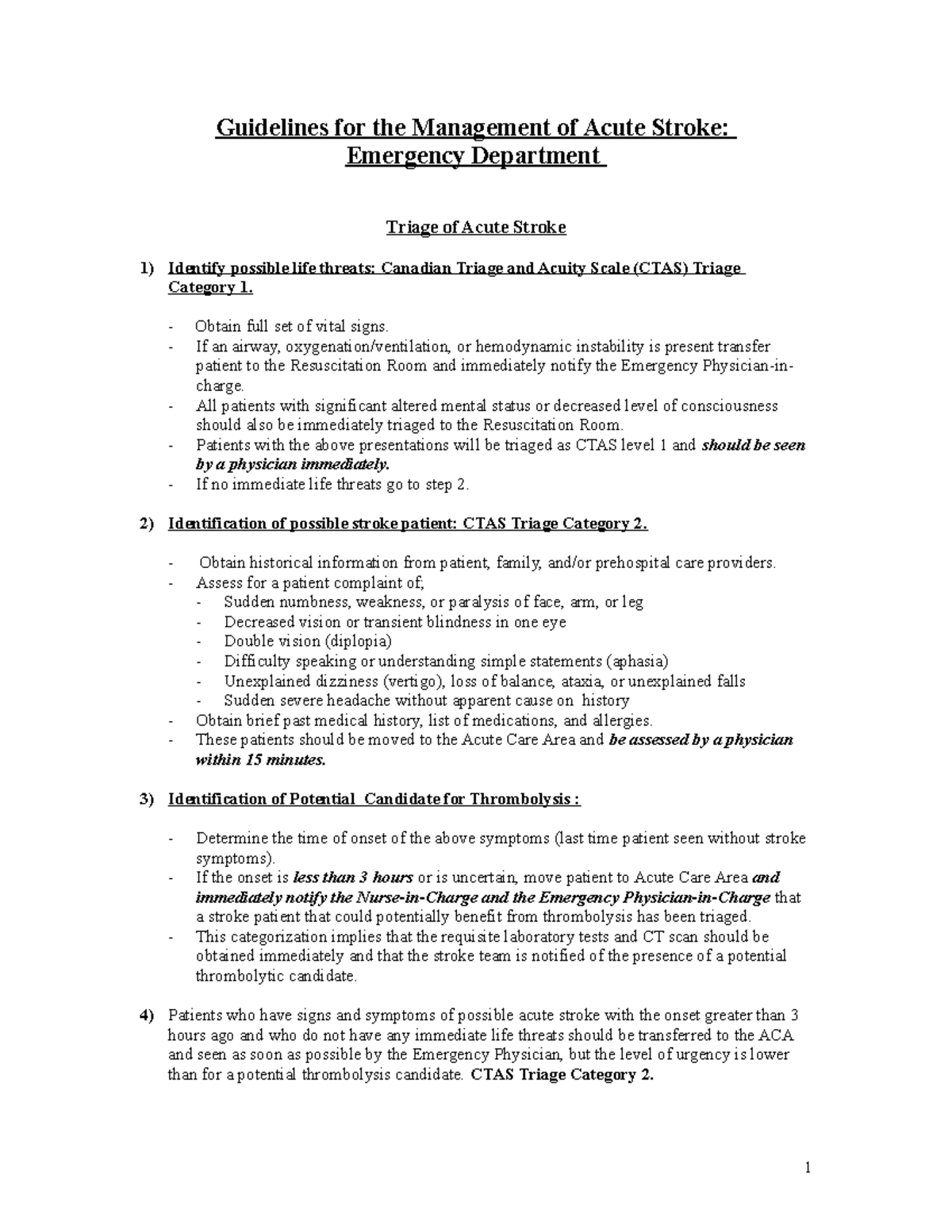 EDManagement-Acute Stroke - Guidelines for the Management of Acute ...
