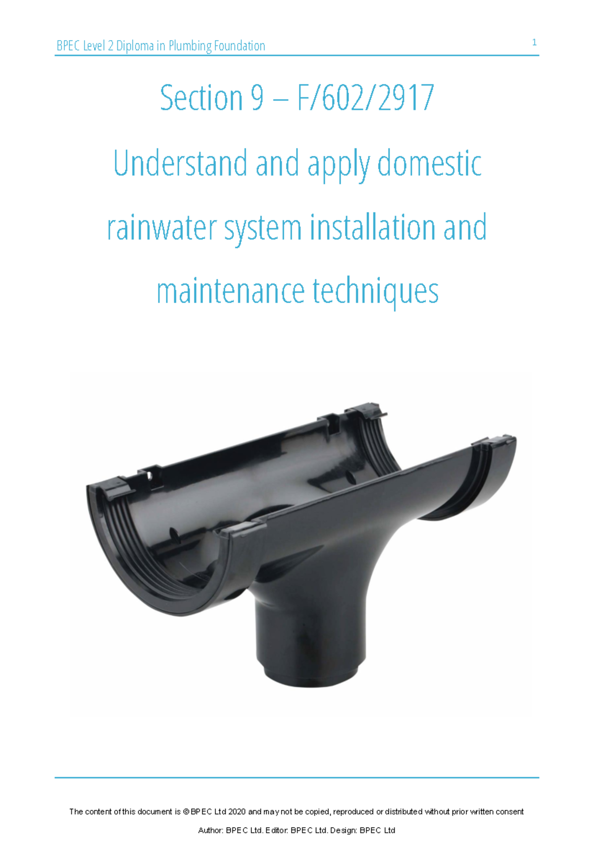 Section 9 F6022917 rainwater systems - BPEC Level 2 Diploma in Plumbing ...