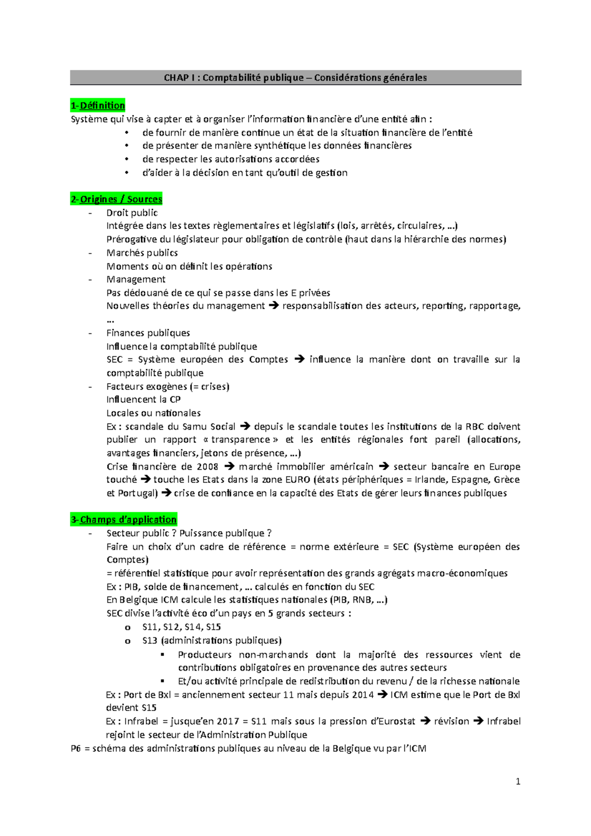 CFP notes de cours DEF - CHAP I : Comptabilité publique ...