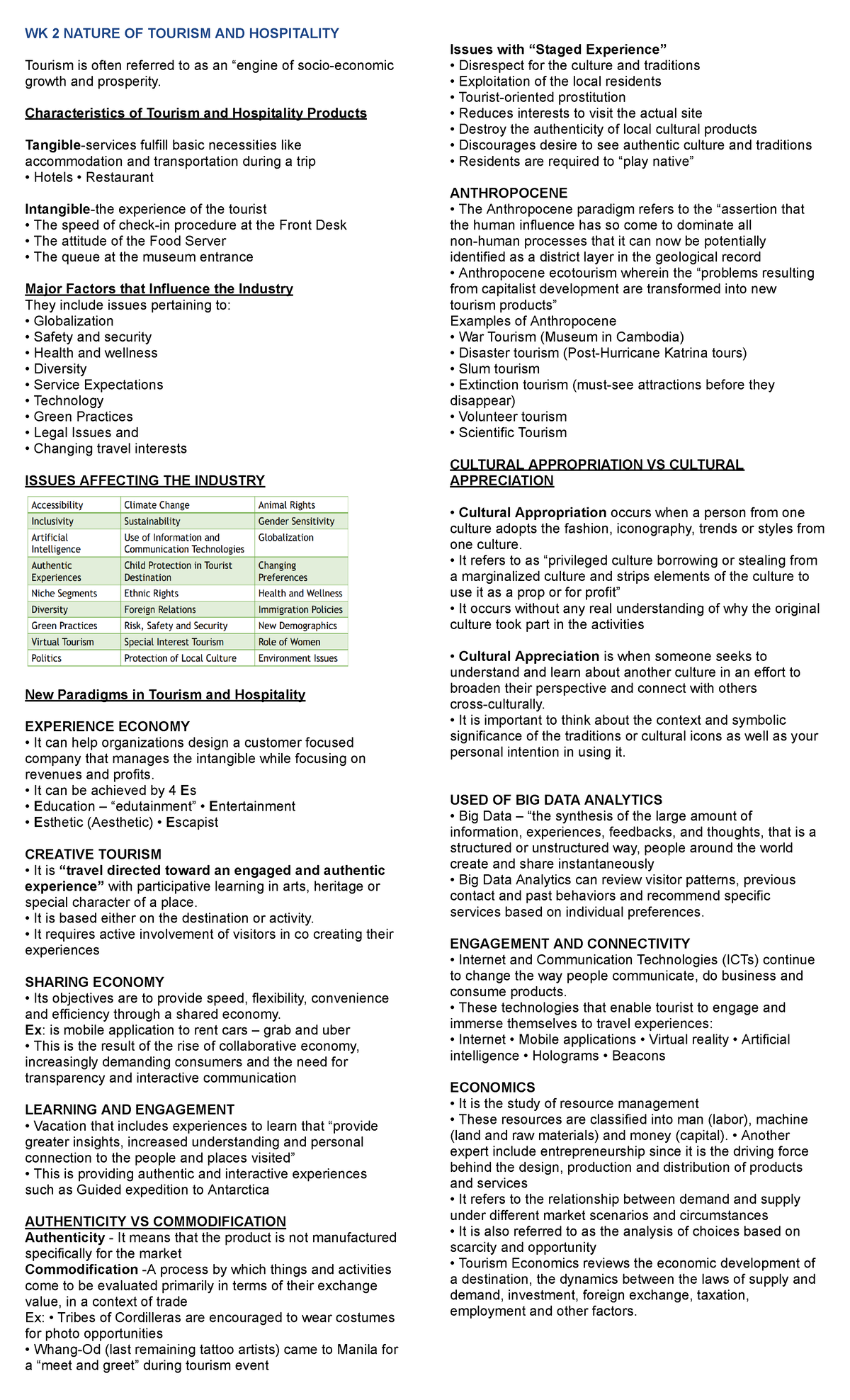 MPTH Prelim Reviewer - WK 2 NATURE OF TOURISM AND HOSPITALITY Tourism ...