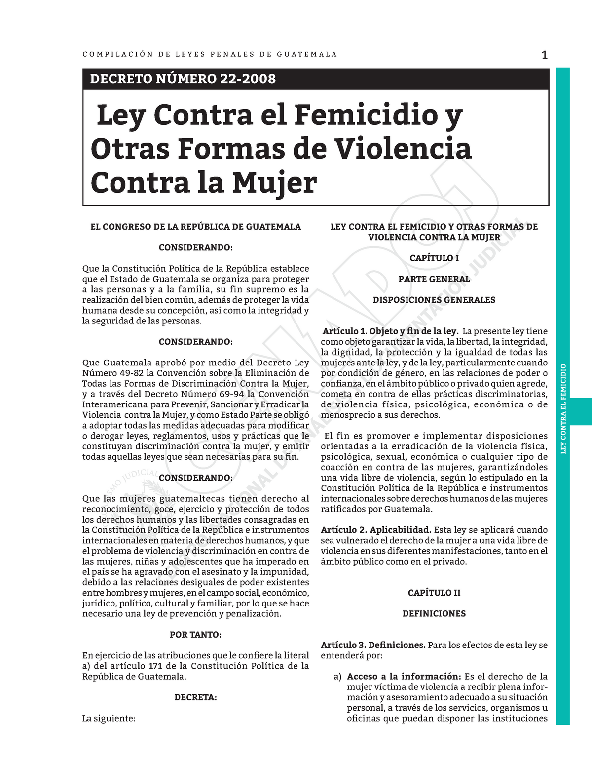 Ley Contra Femicidio Ley Contra El Femicidio C O M P I L A C I N