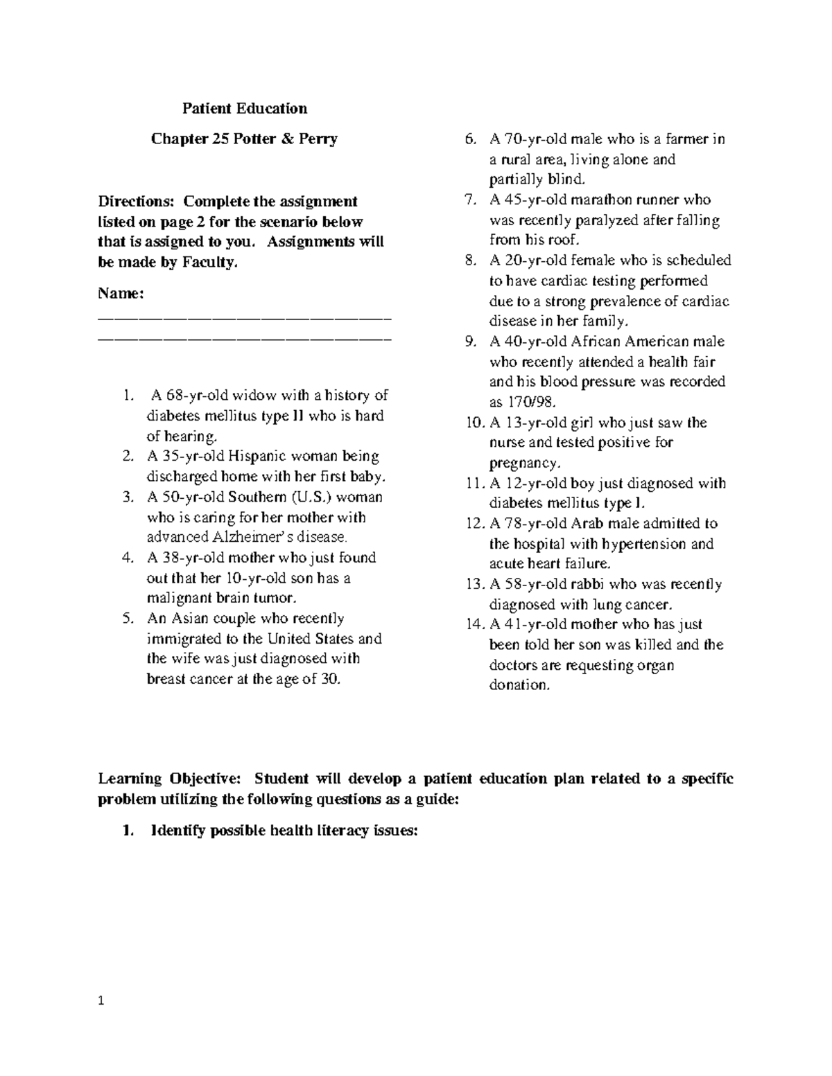 patient education assignment pdf