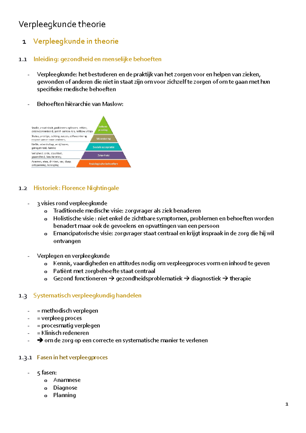 Verpleegkunde-theorie - Verpleegkunde Theorie 1 Verpleegkunde In ...