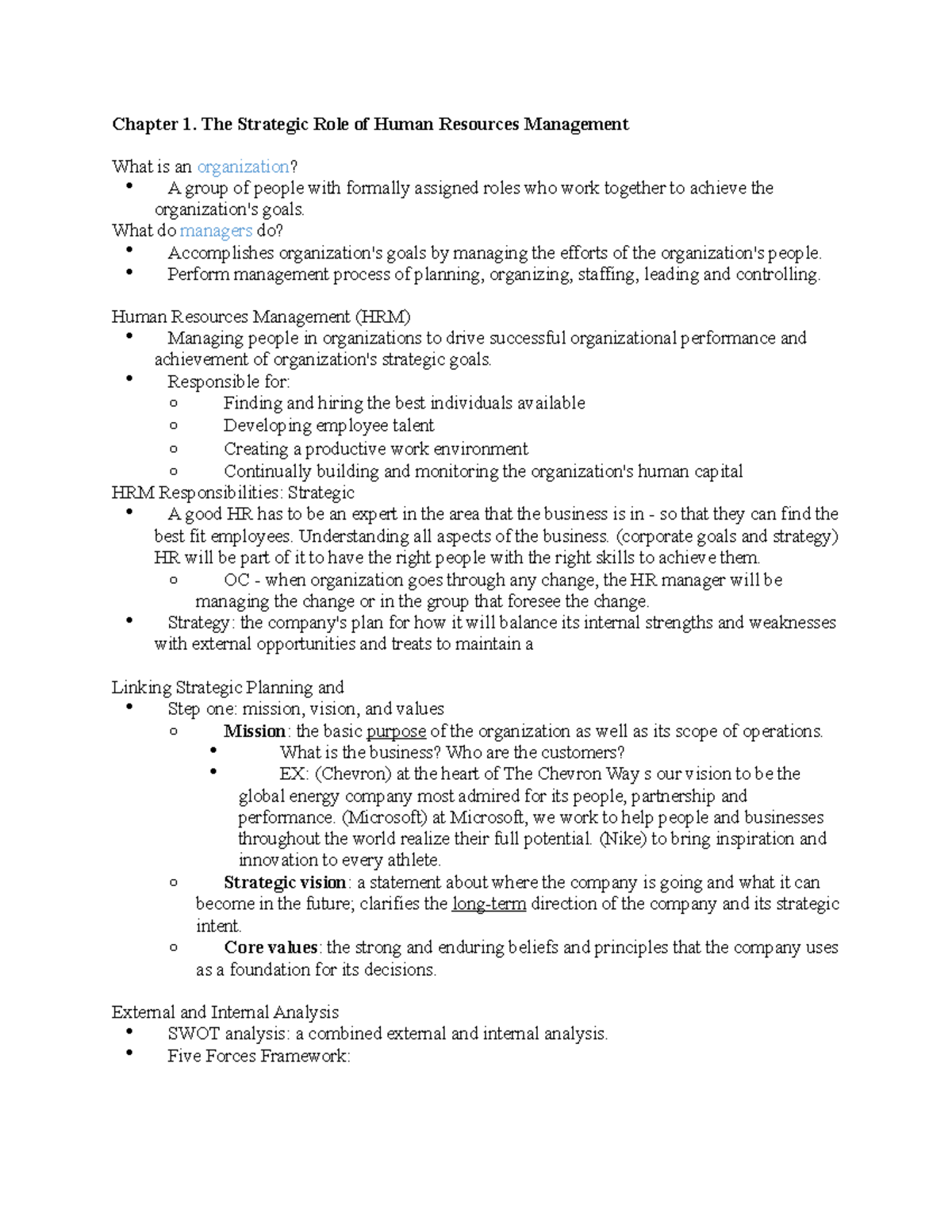 Chapter 1 - Chapter 1. The Strategic Role of Human Resources Management ...