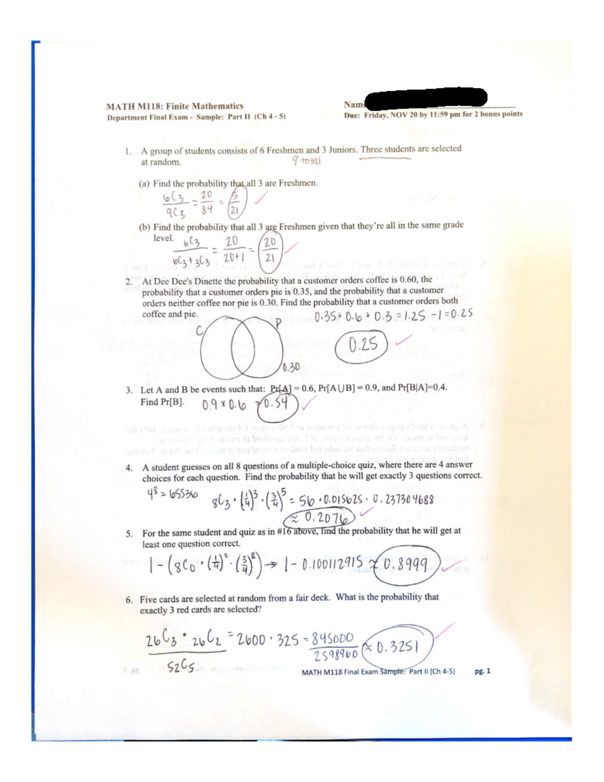 Final Exam Sample II PRACTICE - MATH-M 118 - Studocu