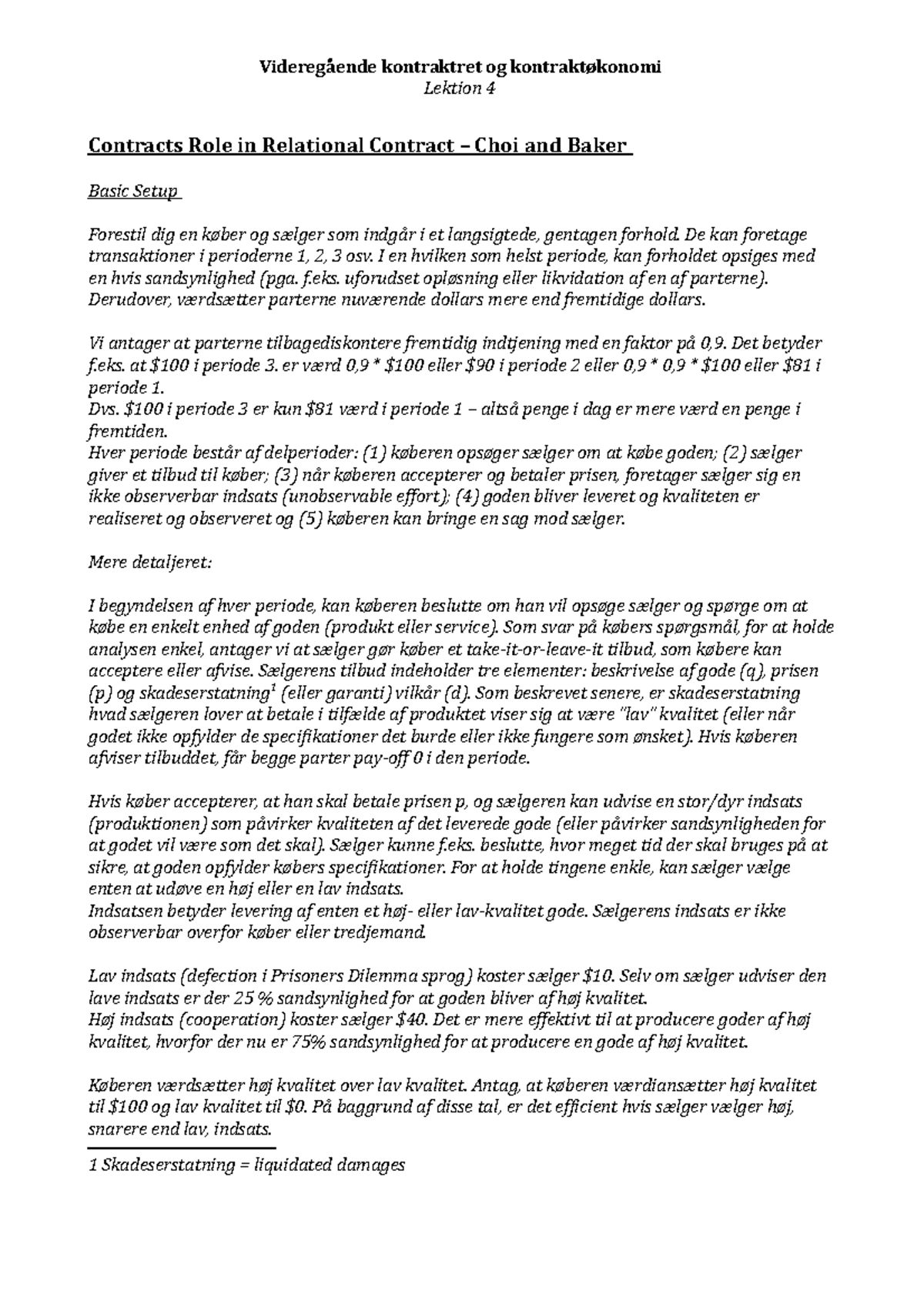 Lecture notes, lecture 4 - Detailed lecture notes - kontraktret og ...