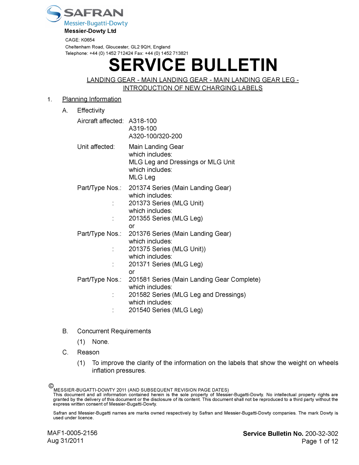 16910287 200-32-302 K0654 VSB 00 - Service Bulletin No. 200-32- Page 1 ...