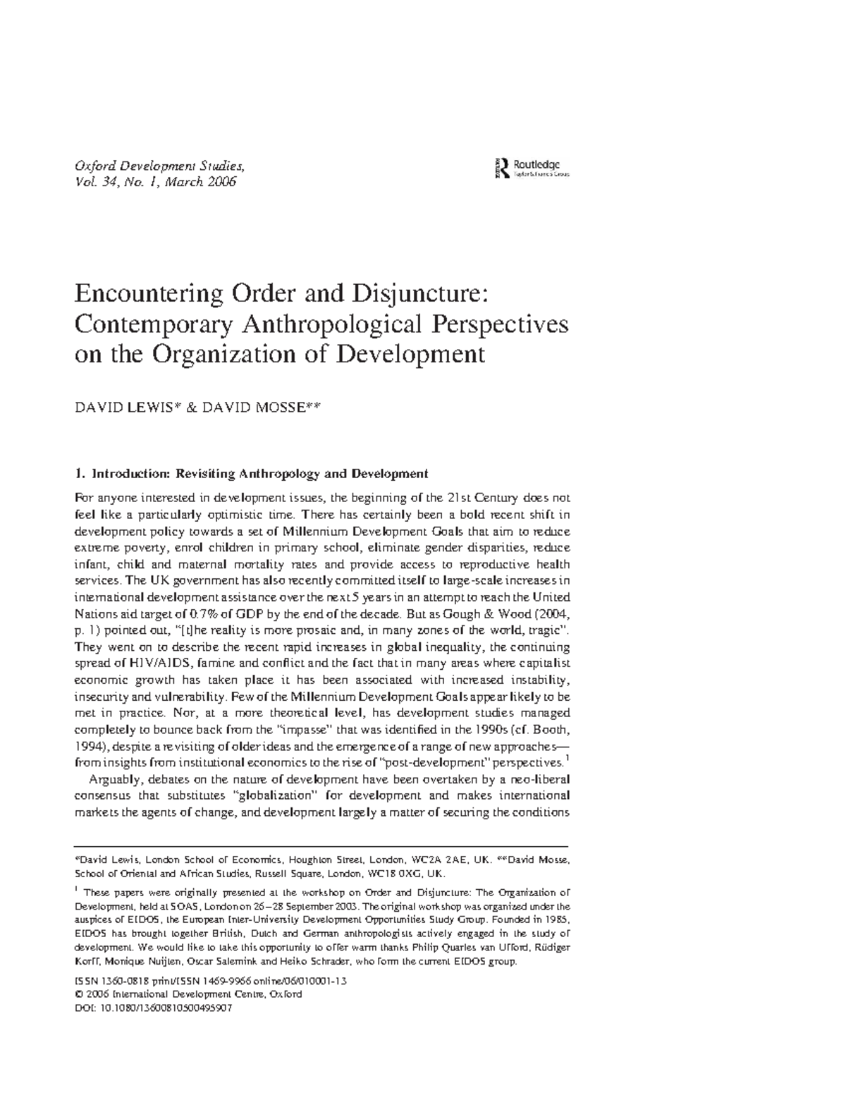 Less 7 - Readings - Encountering Order and Disjuncture: Contemporary ...