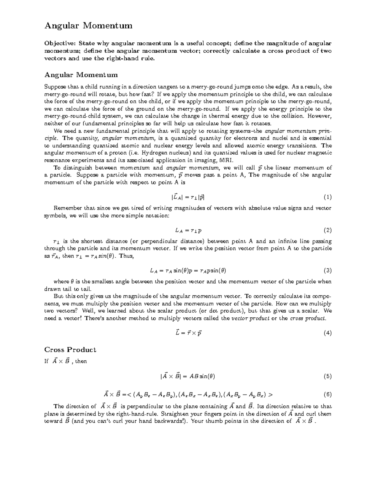 13 1 angular momentum - practice - Angular Momentum Objective: State ...