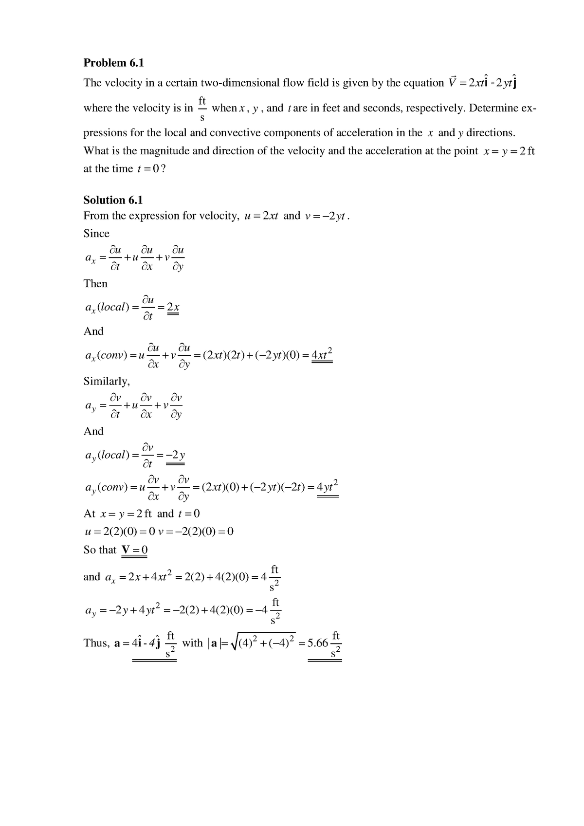 HW7 Solutions Prof Asadi - The velocity in a certain two-dimensional ...