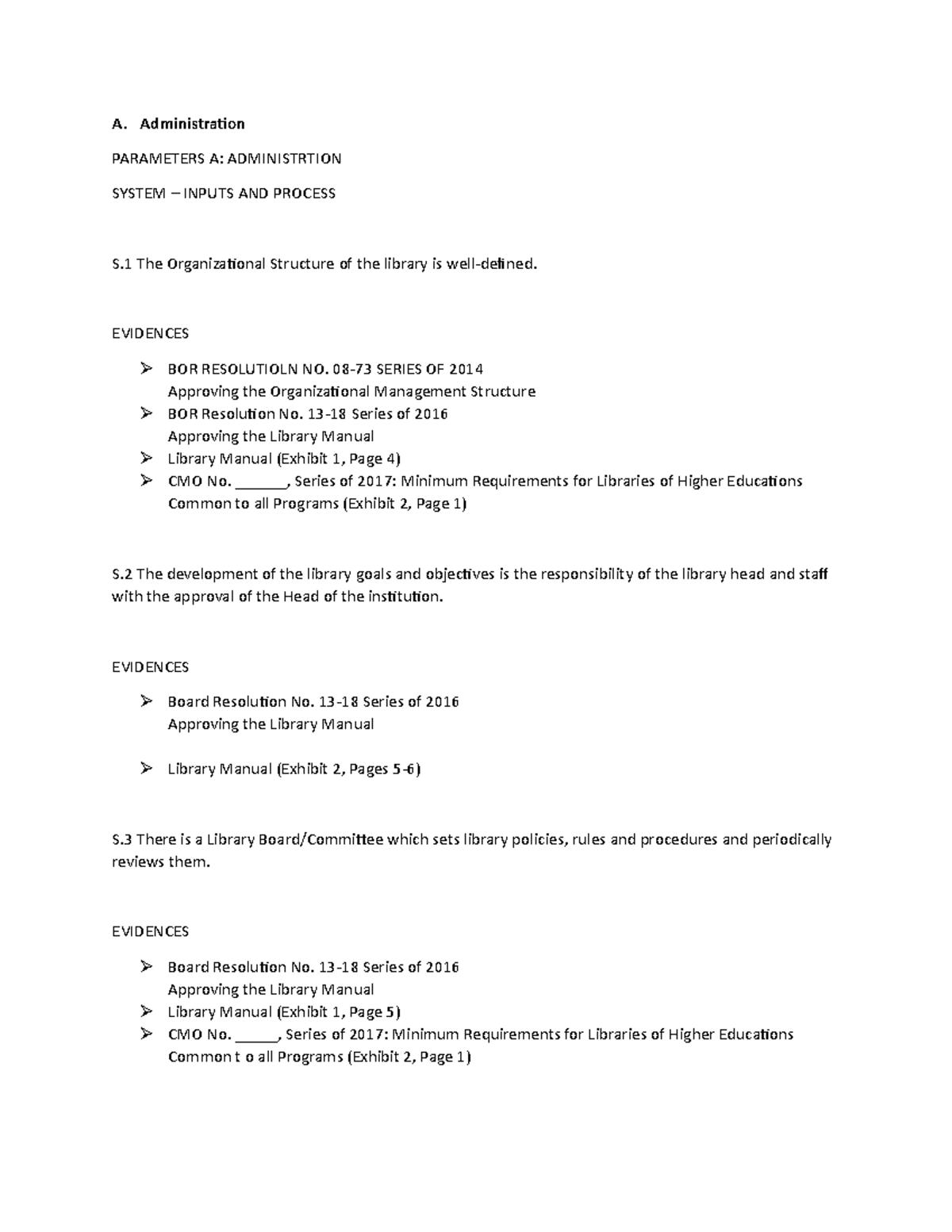 Parameters - mODULE FOR OFFICE ADMINISTRATIOn - A. PARAMETERS A ...