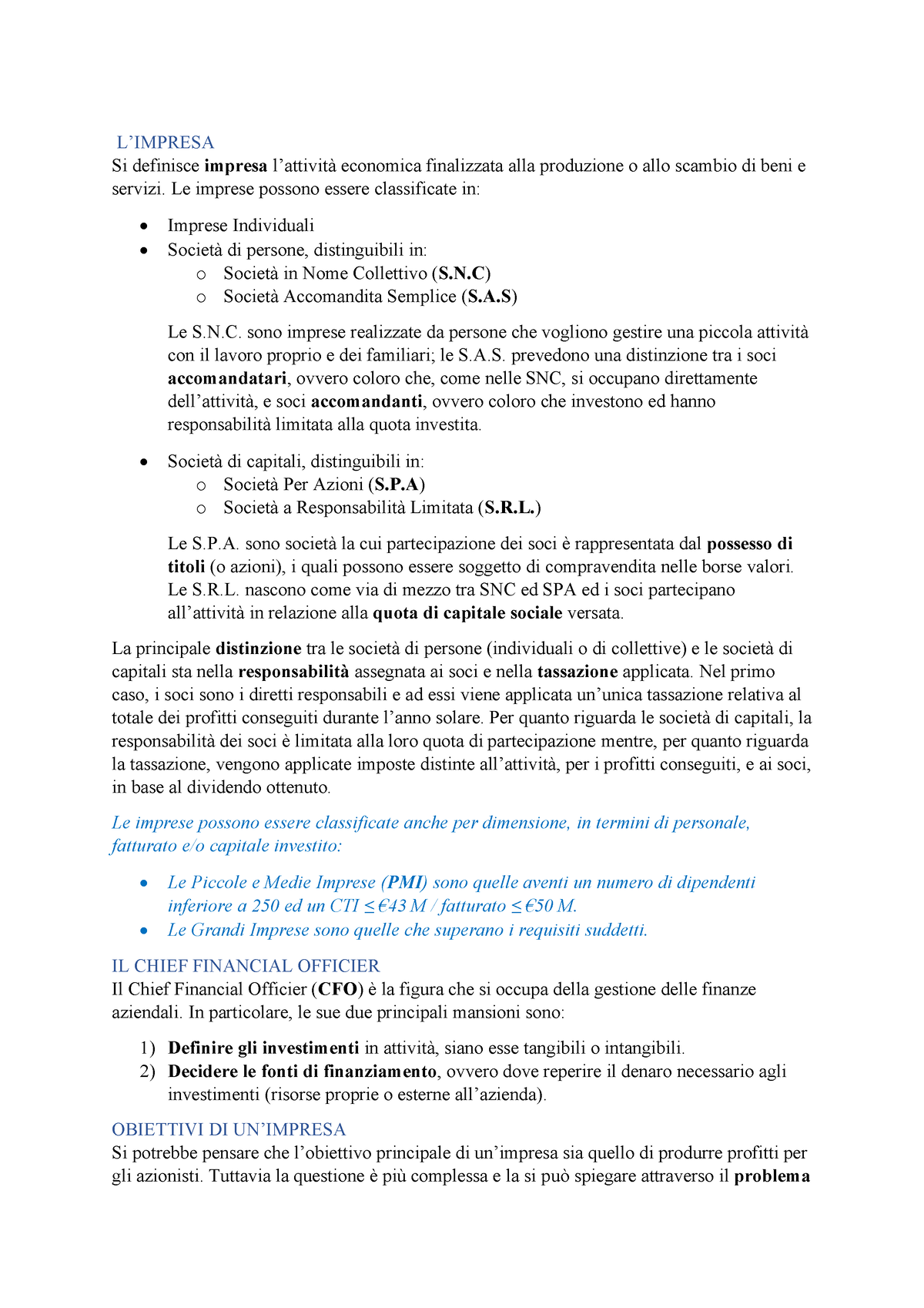 Schemi - L’IMPRESA Si definisce impresa l’attività economica ...