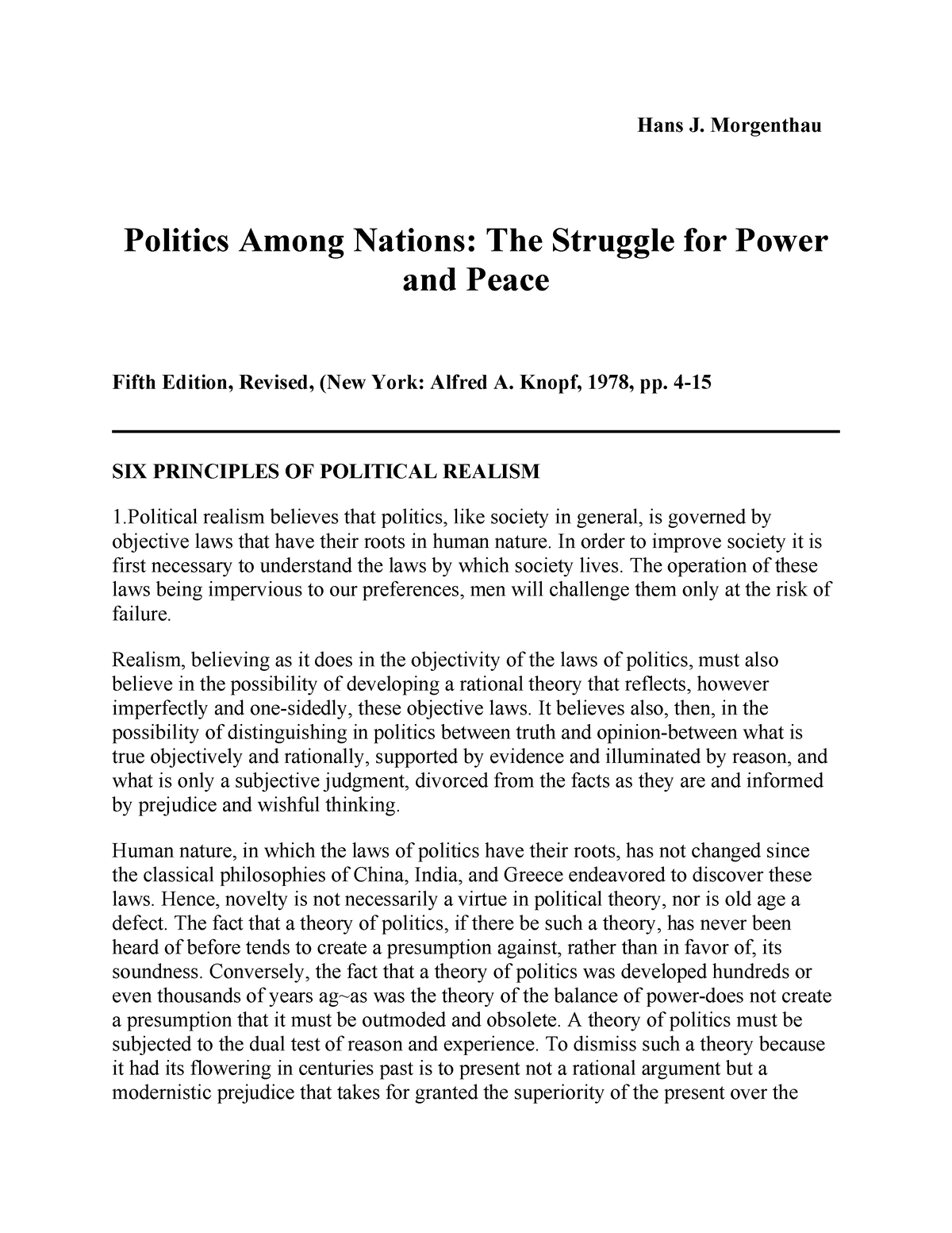 essays on political realism