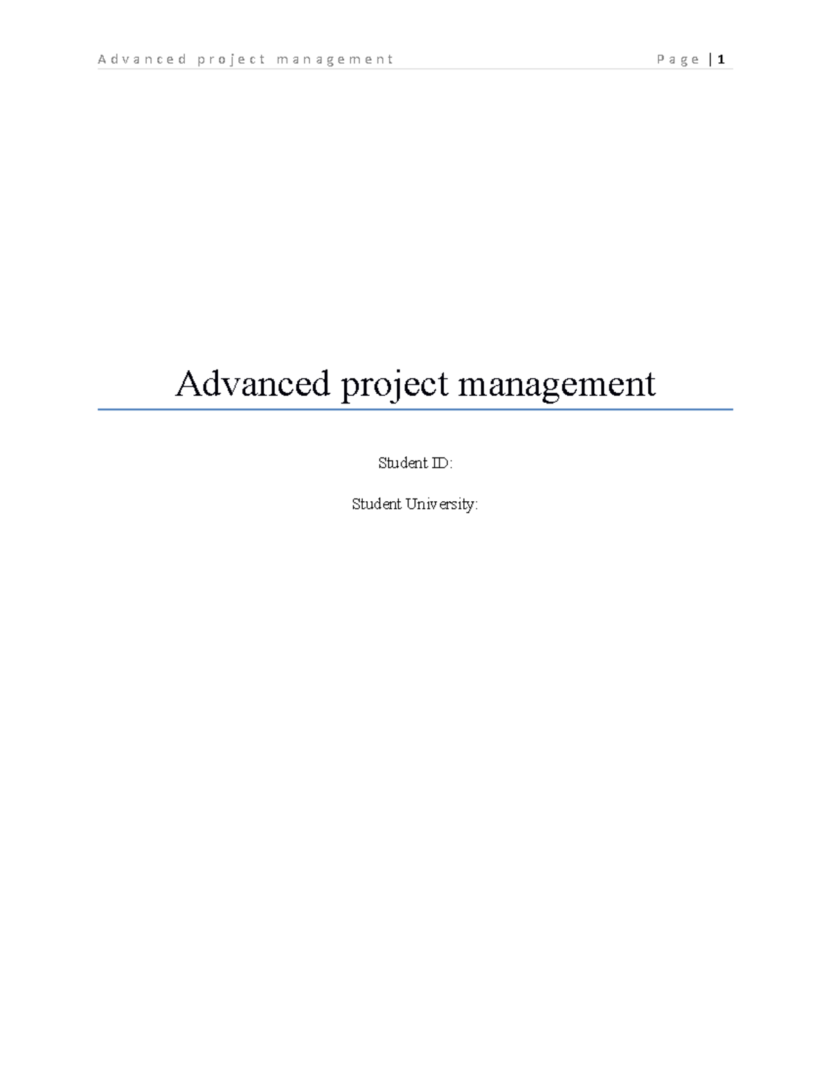 Advanced project management - Advanced project management Student ID ...