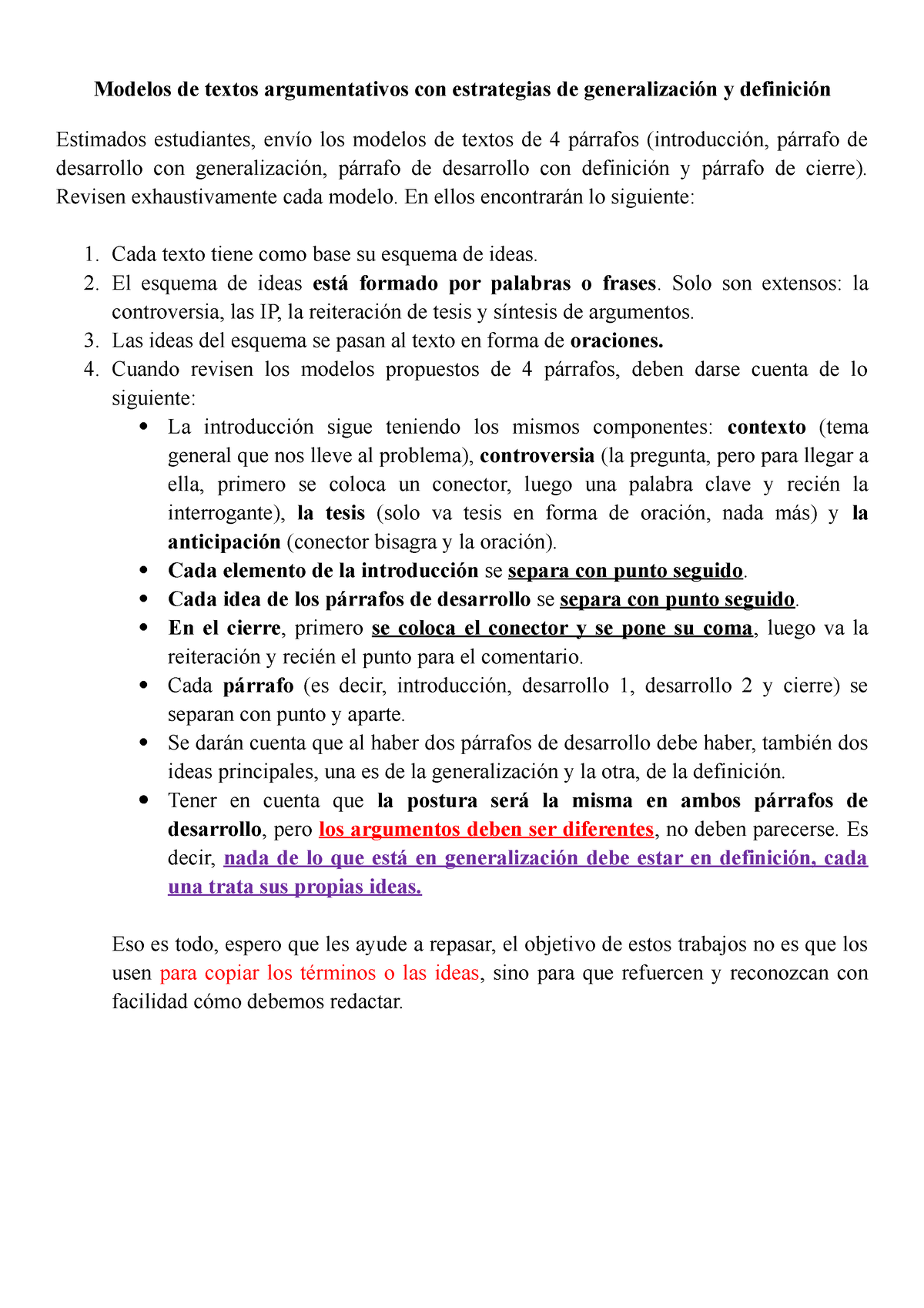 Modelos De Textos Argumentativos Con Estrategias De Generalización Y Definición 2 Modelos De 6749