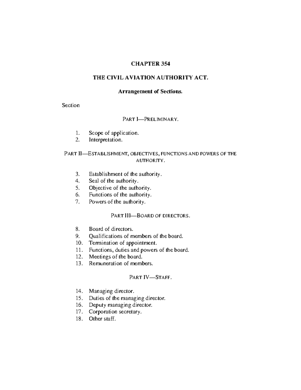 Civil Aviation Authority ACT - CHAPTER 354 THE CIVIL AVIATION AUTHORITY ...