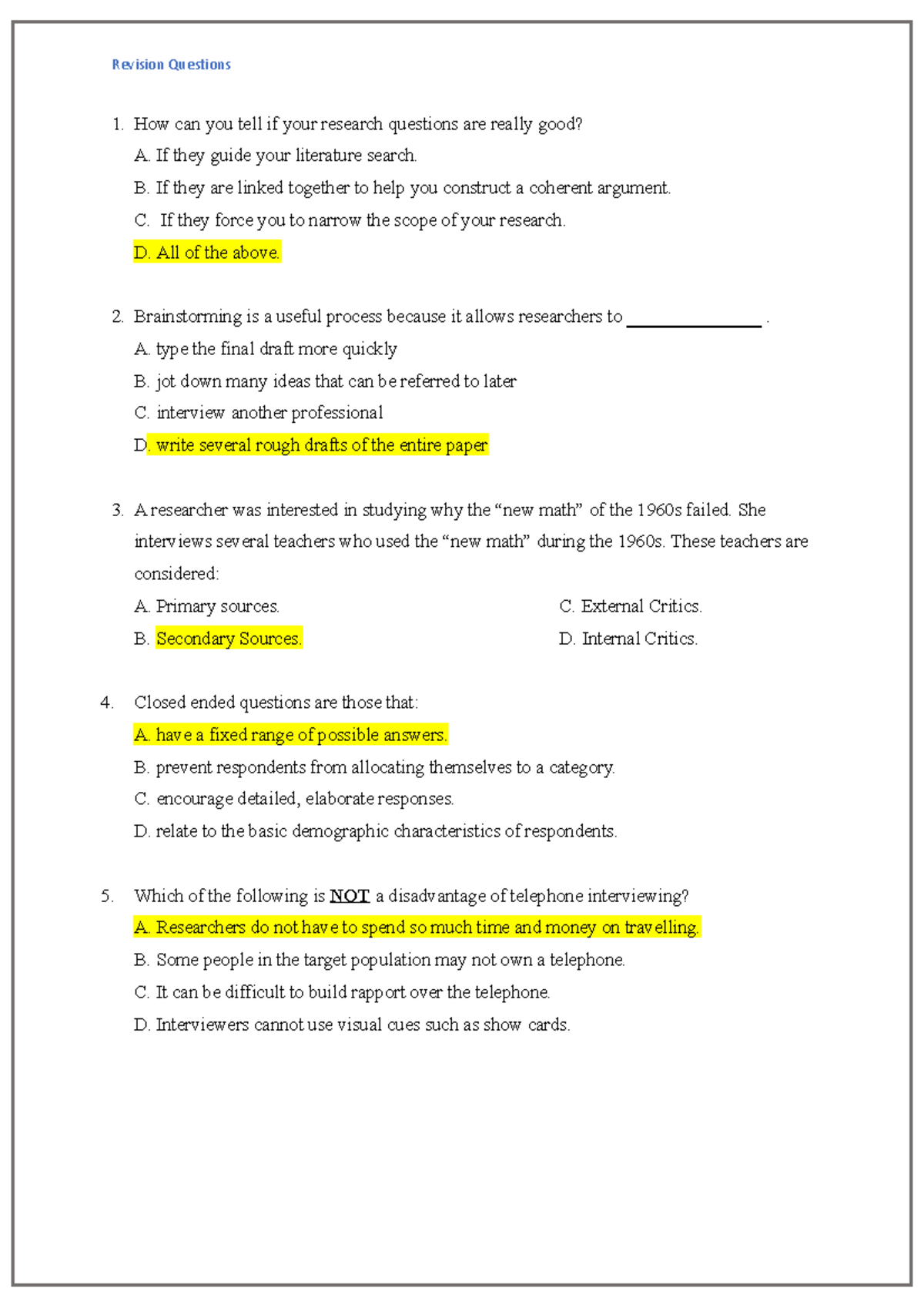 Revision Questions (Set 2) - Revision Questions How can you tell if ...